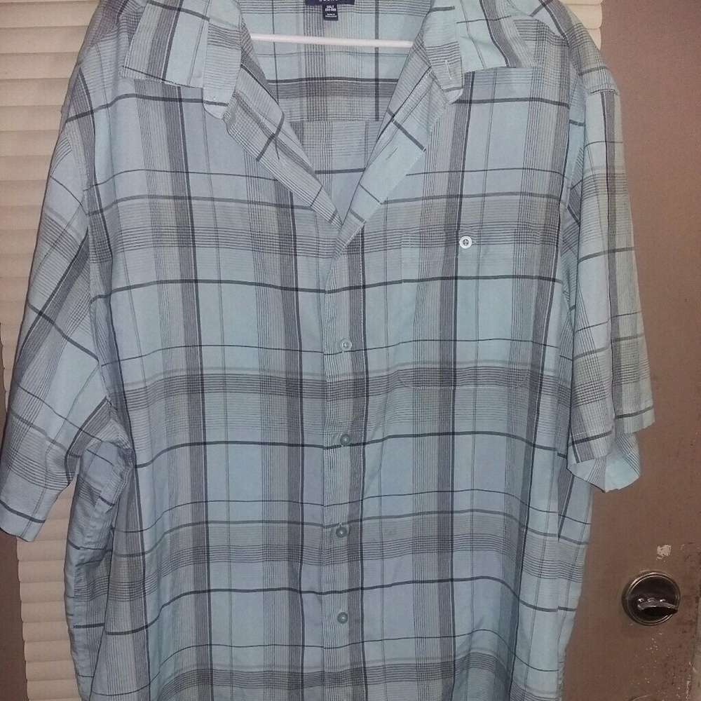 George-Blue Grey Black Plaid button down shirt